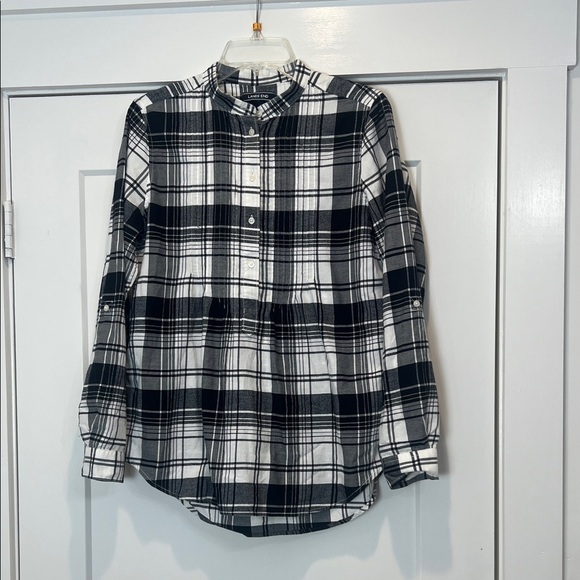 Lands' End Tops - Lands' End Black and White Checkered Shirt size 8.